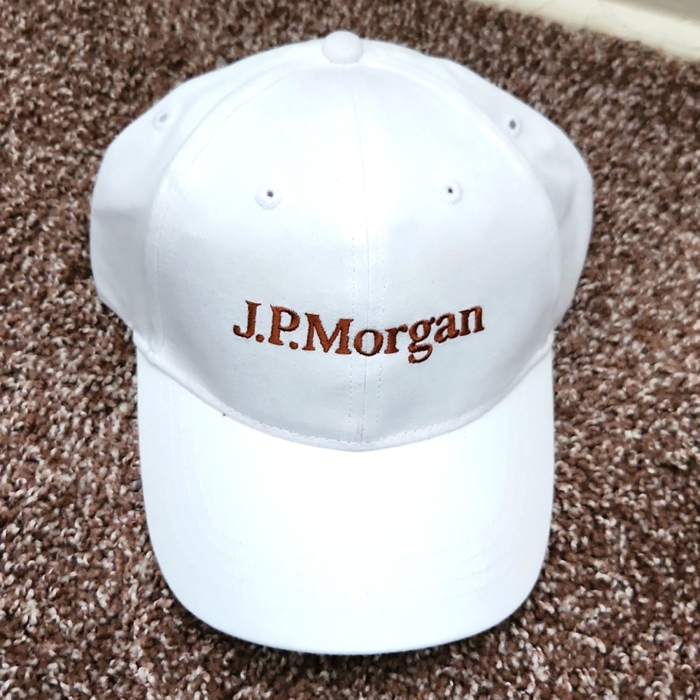 J.P. Morgan Black Adjustable Baseball Cap White Brand New